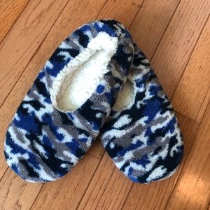 Kids Blue Camo Bedroom Shoes